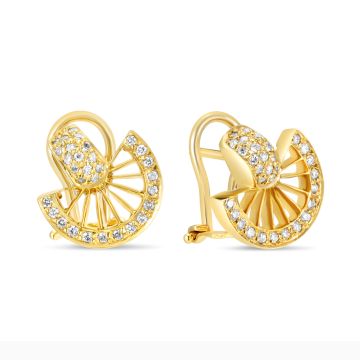 18k Gold Diamond Cart Wheel Earrings