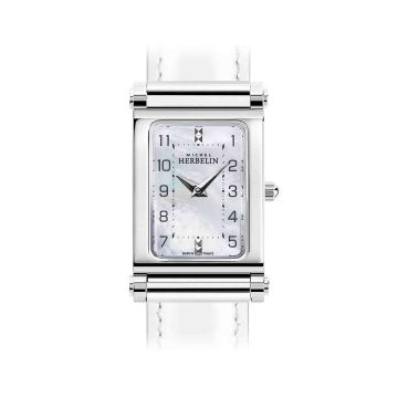 Photo of the Herbelin Antares Rectangular 19x32mm Mother of Pearl Dial Quartz Stainless Steel Watch Face – H17048AP29
