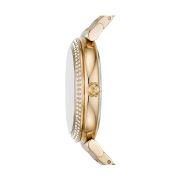 Abbey 36mm, White Dial, Quartz Movement, Stainless Steel & Gold PVD Crystal Pave Watch