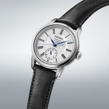 Presage 40.2mm White Dial Automatic Stainless Steel Case Leather Strap Watch