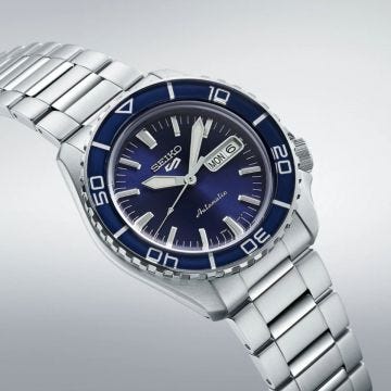 Seiko Reinterpretation Bluetone Redux, 5 Sports SNZH 42.5mm, Blue Dial, Automatic Movement, Stainless Steel Case, Stainless Steel Bracelet Watch srpk97k1
