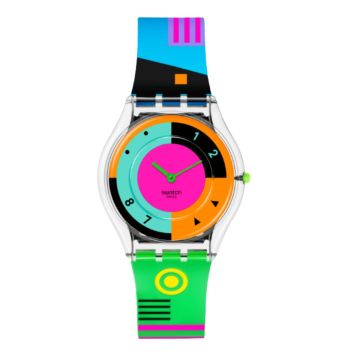 Swatch Neon SWATCH NEON HOT RACER 34mm, Multicoloured Dial, Transparent Case, Multicoloured Strap Watch