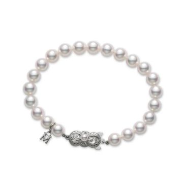 Mikimoto Akoya Pearl Bracelet With Signature 18ct White Gold Clasp ud75707 kjpw