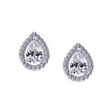 Carat London Sterling Silver Stone Set Pear Stud Earrings