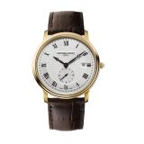 Frederique Constant Slimline 39mm Grey Dial Quartz Brown Leather Bracelet Watch FC-245M5S5