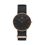Classic Cornwall 36mm Black Dial Rose Gold Plated Watch