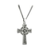 Sterling Silver Oxidised Celtic Cross Pendant Necklace