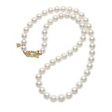 Mikimoto 18k Yellow Gold 8mm Grade AA Pearl Uniform Strand Necklace