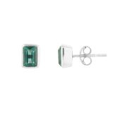 Silver Manhattan Green Tourmaline Stud Earrings