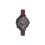 Olivia Burton After Dark Wine Velvet Strap Watch
