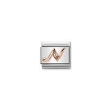 Nomination Composable Classic Link Letter N in Rose Gold and Cubic Zirconia