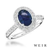 Platinum And Oval Cut Sapphire Ring