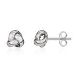 Weir Collection 18k White Gold Polish Simple Knot Earrings