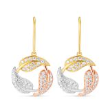Platinum Golden Rose Cluster Dangle Earrings