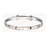 Little star silver inlaid rose gold star bangle