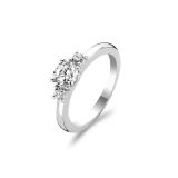 Rhodium Plated Cubic Zirconia Three Stone Promise Ring Size 54