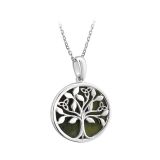 Sterling Silver & Connemara Marble Tree of Life Pendant Necklace
