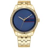 Lee 38mm Navy Dial Quartz Movement Gold Plated Stainless Steel Watch