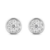 18k White Gold and Diamond Cluster Stud Earrings