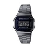 Vintage 49.3 mm Black Dial Digital Movement Silver Stainless Steel Bracelet Watch