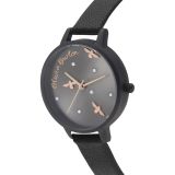Olivia Burton Pearly Queen Matte Black and Rose Gold Watch