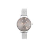 Olivia Burton Pearly Silver Mesh Strap Watch