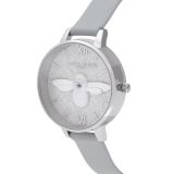 Olivia Burton Eco-Friendly Silver Glitter 3D Bee Dial Watch