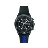 Hugo Boss Vela Black Stainless Steel Rubber Strap Watch.