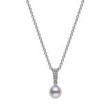 Mikimoto Akoya Single Cultured Pearl and Diamond Pendant.