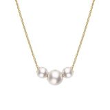 Mikimoto 18k Yellow Gold 5.5mm Akoya Pearl Triple Pendant Necklace