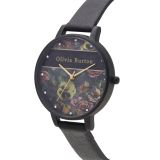 Olivia Burton Varsity Matte Black and Gold Detail Watch