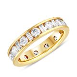 18k Yellow Gold Round Brilliant & Baguette Cut 1.50ct Diamond Band