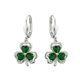 Solvar Green Crystal Shamrock Drop Earrings.