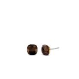 Ti Sento Milano Yellow Gold-Plated Tortoise Brown Stone Stud Earrings.
