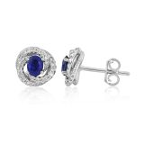 18k Sapphire and Diamond Twirl Earrings