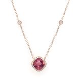 18ct Rose Gold Diamond & Pink Tourmaline Pendant Necklace