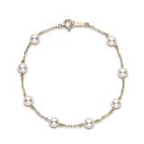 Mikimoto White Akoya Pearl 18k Yellow Gold 5.5mm Bracelet
