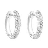 18k White Gold Round Briliant Cut Diamond Cluster Earrings