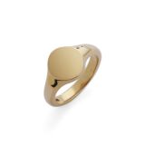 9k Yellow Gold Plain Oval Signet Ring
