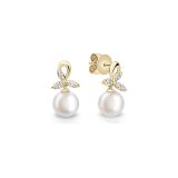 18ct yellow gold Akoya pearl and diamond earrings
