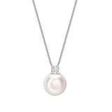 18ct white gold Akoya pearl and diamond pendant