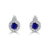 Weir Collection 18K White Gold 0.17ct Diamond and 0.28ct Blue Sapphire Dew Stud Earrings