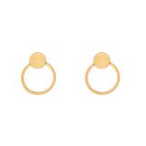 9k Yellow Gold Flat Circle Sleeper Style Edge Earrings