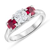 Weir Collection Platinum Diamond & Ruby Three Stone Ring