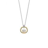 Mikimoto 18 Carat Yellow & White Gold Akoya Cultured Pearl Circle Pendant