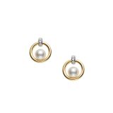 Mikimoto 18k Yellow Gold 5.5m Pearl Diamond Earrings
