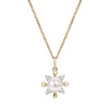 18ct yellow gold Akoya pearl and diamond pendant