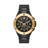 Lennox 45mm, Black Dial, Quartz Movement, Black Stainless Steel & Gold PVD Chronograph Watch