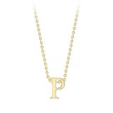 9k Yellow Gold P Initial Pendant Chain Necklace