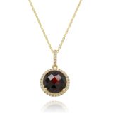 9ct Yellow Gold Diamond & Garnet Pendant Necklace